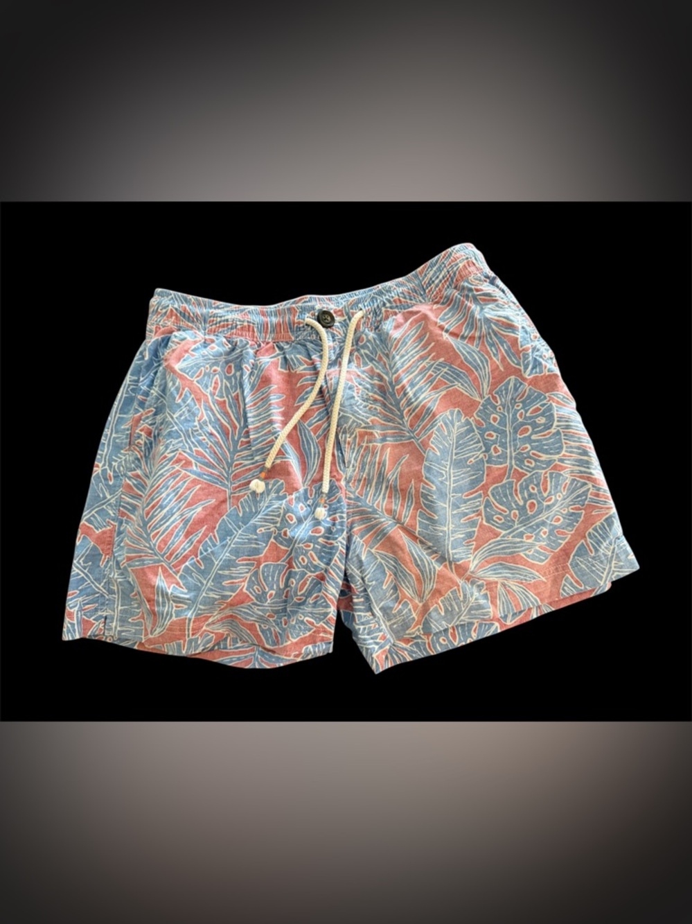 chubbies Blue & Light Red Tropical Leaf Flat Front Shorts